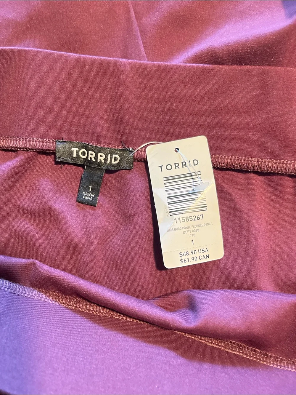 NWT Torrid Asymmetrical Seamed Flounce Skirt Plum Purple Size 1